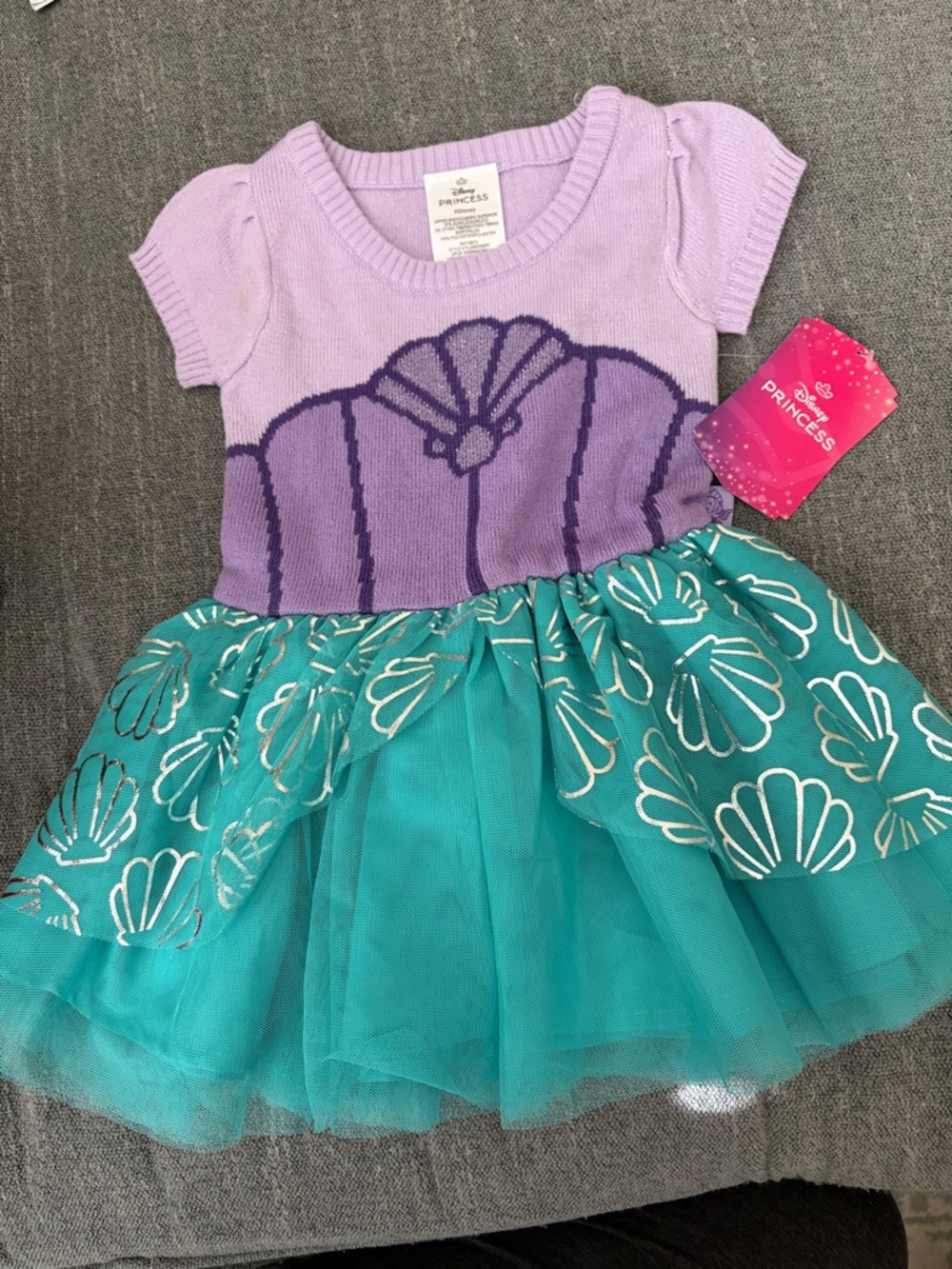 Disney Ariel Purple Knit Shell Top with Teal Tulle Skirt Costume